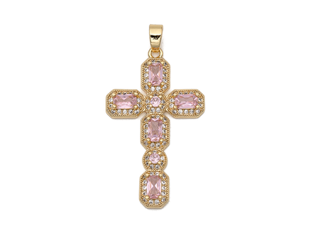 Подвеска "Крест" 35мм, с кристаллами