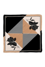 8398 Платок женский (бежево-черный принт)