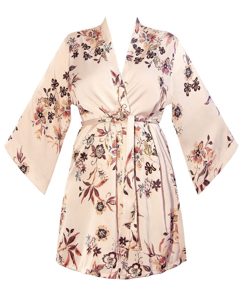 Халат Xiana с длинным рукавом (Размер: S) (Цвет: бежевый)