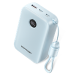 20000mAh Power Bank (USB-C + USB-C/USB-C/USB-A) with Built-in USB-C to USB-C Cable 22.5W Beige LED Display Type