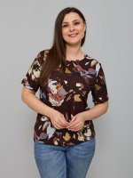 Футболка Фв-107/коричневый-цветыабстракция