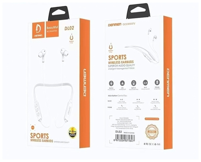 Bluetooth - гарнитура DENMEN DL02, вакуумные, BT5.0, 90mAh White