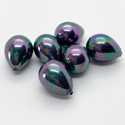 &quot;Майорка&quot; полупросверленная, цвет черный АВ, 15*12 мм, цена за 1 шт