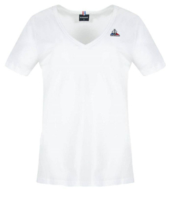 Женская теннисная футболка Le Coq Sportif ESS Tee SS Col V No.1 W - белый