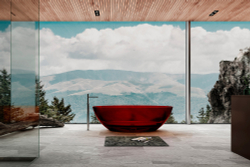 Прозрачная ванна ABBER Kristall AT9702Rubin красная  180x85 см