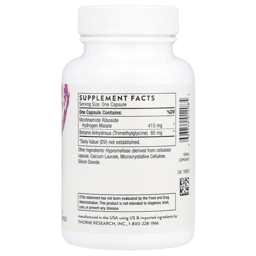 Thorne, NiaCel 400®, никотинамид рибозид, 60 капсул