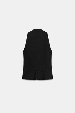 ZARA ТОП С БАСКОЙ И НАВЕСНЫМИ ПЕТЛЯМИ, ЧЕРНЫЙ