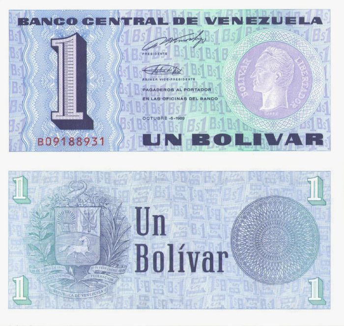 1 боливар 1989 Венесуэла 1 боливар 1989 Венесуэла