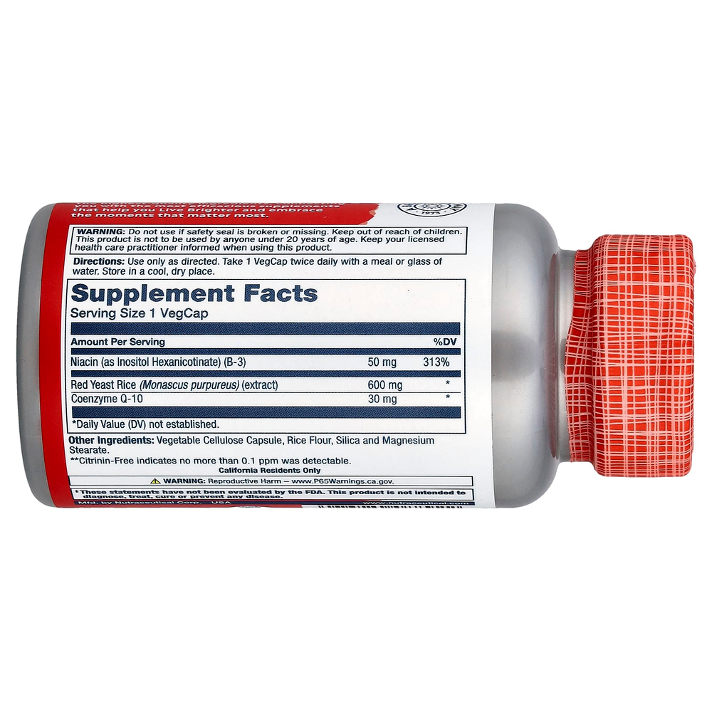 Solaray, Красный ферментированный рис CoQ-10, 60 вегетарианских капсул