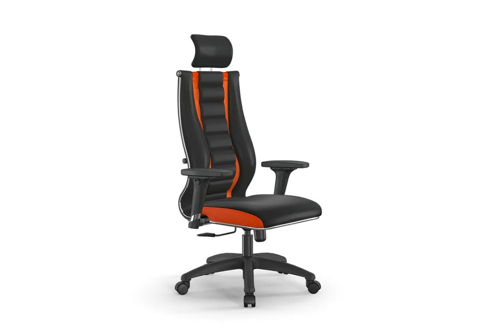 Кресло ErgoLife Sit10 B2-160D-Mesh(X2)+Ecoleather(Extra)/(TG1.0Pl/M09.B02.G15.W01)(Черный-Оранжевый)