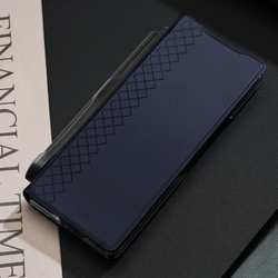 Чехол синего цвета с премиальной искусственной кожи от Dux Ducis для Samsung Galaxy Z Fold 6, серия Bril Series Case (версия с S Pen)