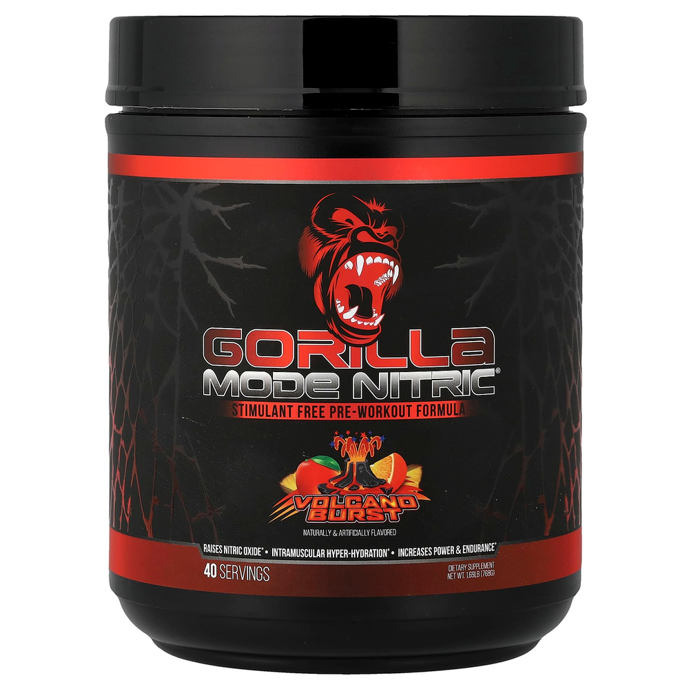 Gorilla Mind, Mode Nitric®, предтренировочная добавка без стимуляторов, вулканический взрыв, 768 г (1,69 фунта)
