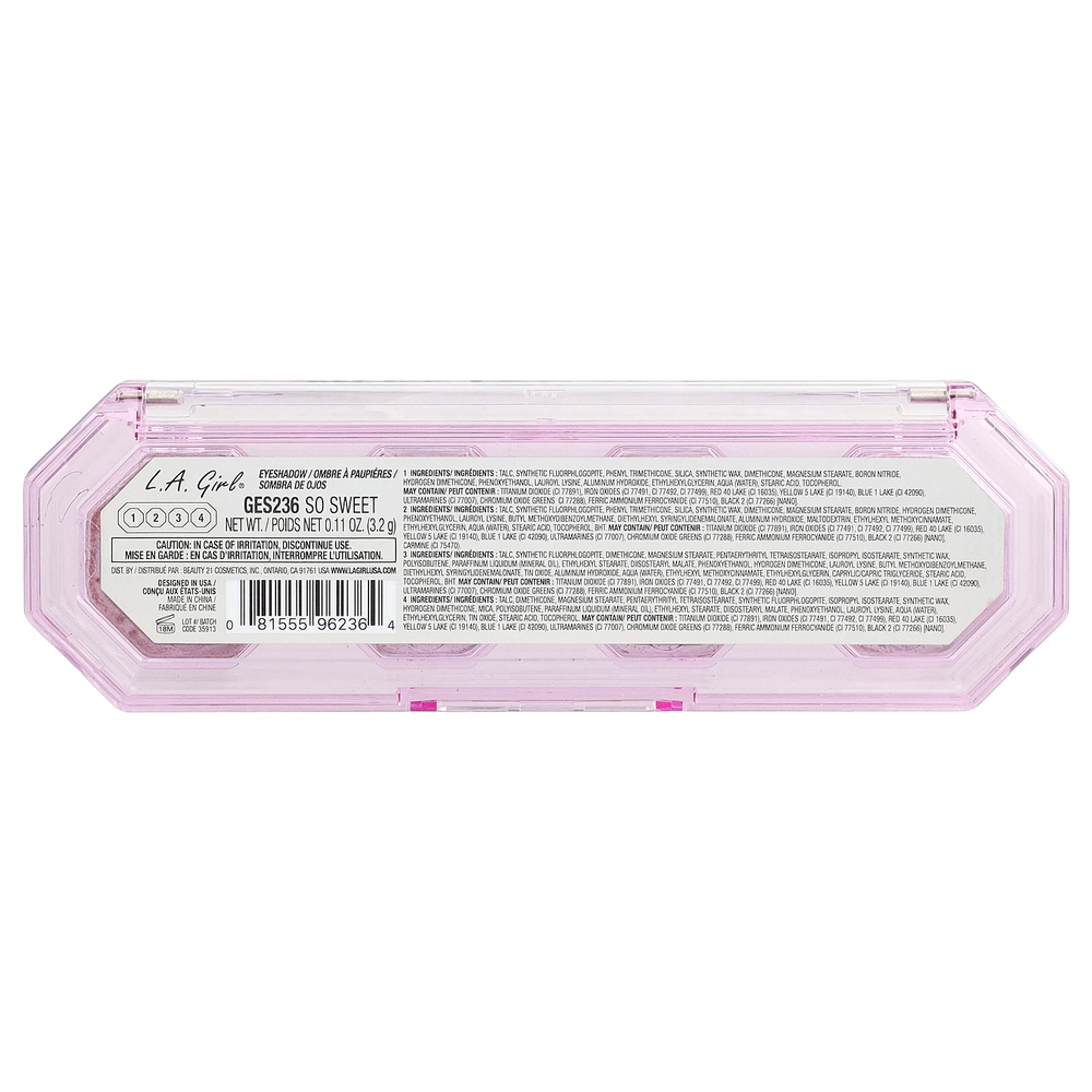 L.A. Girl, 4 Play, палитра теней для век, GES236 So Sweet, 3,2 г (0,11 унции)
