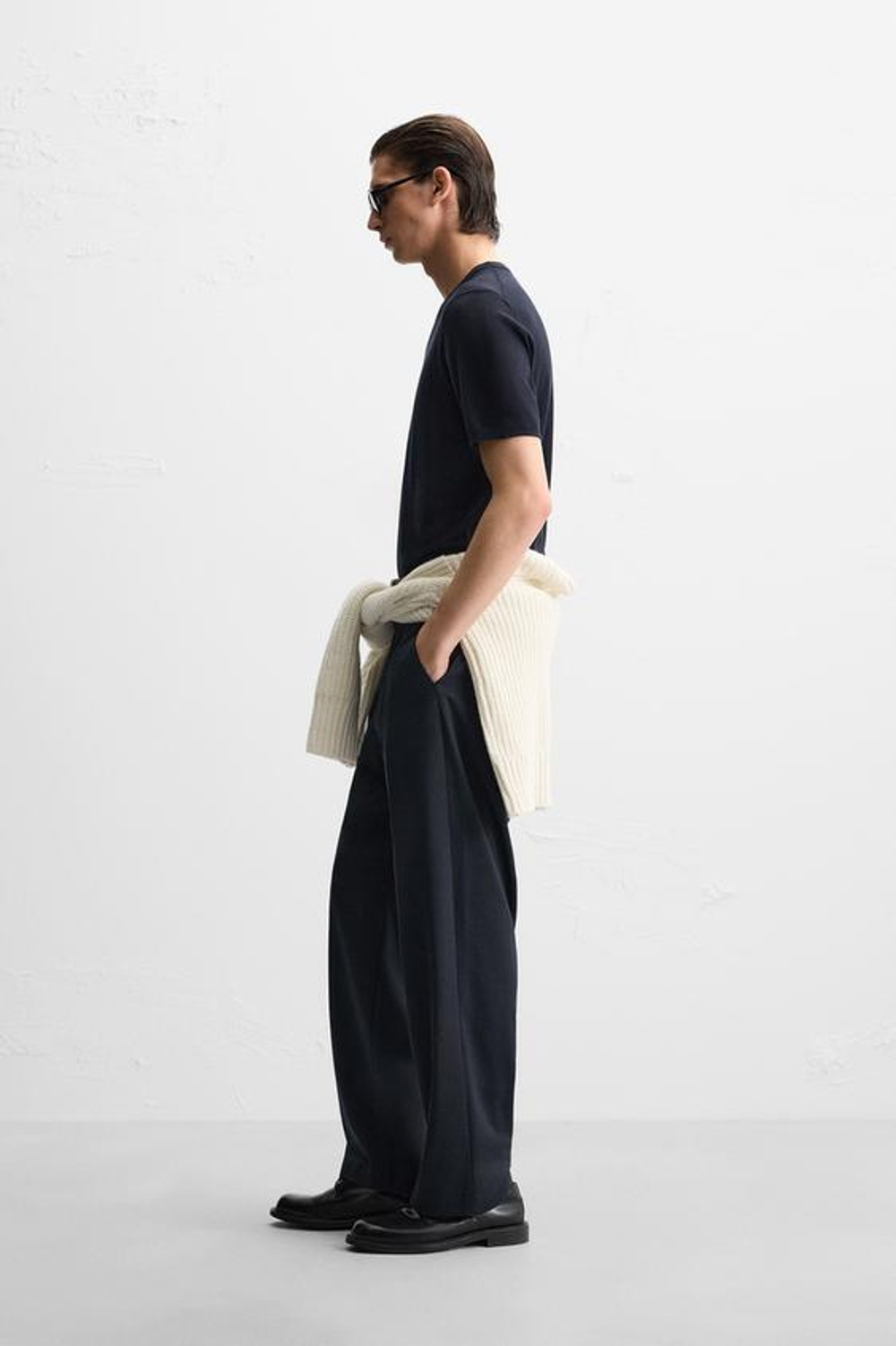 ZARA ФУТБОЛКА СВОБОДНОГО КРОЯ, МОРСКОЙ СИНИЙ