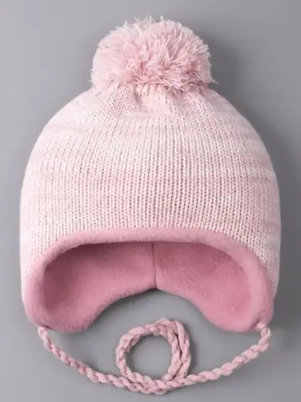 Шапка детская вязаная осенняя на завязках
