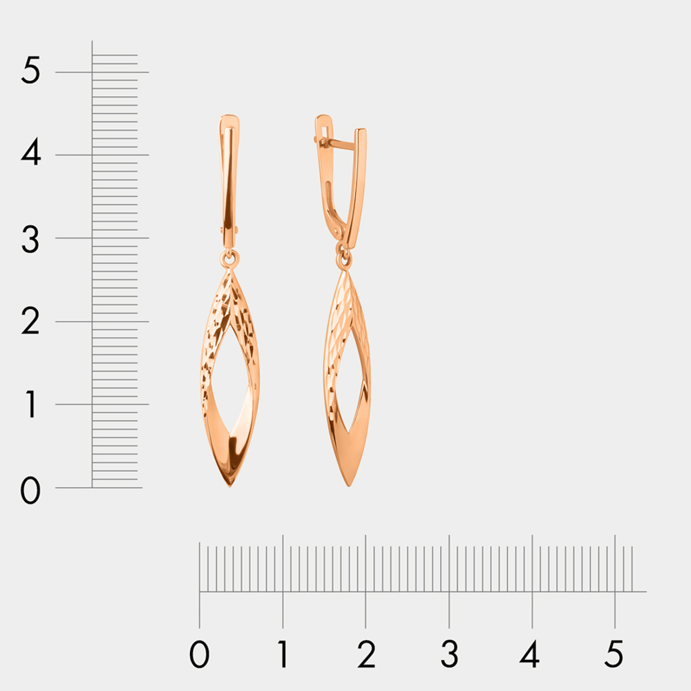 Длинные серьги для женщин из розового золота 585 пробы без вставок (арт. 023472-1010)