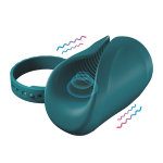 Бирюзовый силиконовый интерактивный вибромастурбатор с осцилляцией Lovense Gush 2 Penis Masturbator LE-48