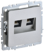 BRITE Розетка компьютерная двойная RJ45 кат.5E РК10-2-БрА алюминий IEK