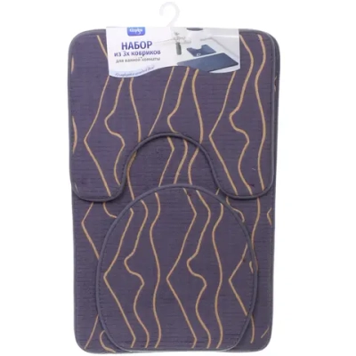 Набор для ванной и туалета 3 пр. «Flo» ( 2 коврика 50*80+50*40, 1 чехол на крышку унитаза)серый