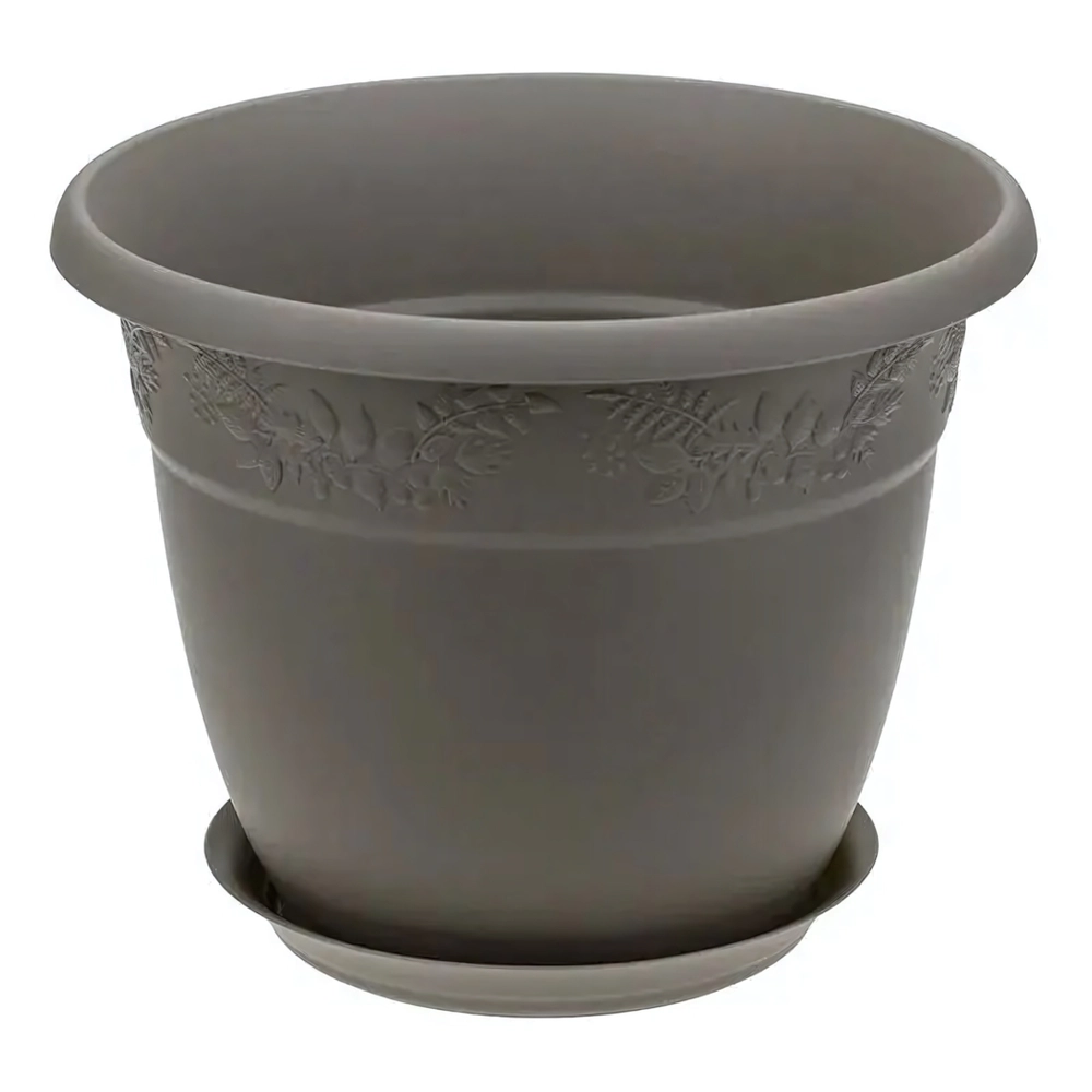 Кашпо РЯБИНА D350мм, 14,7л с поддоном французcкий серый