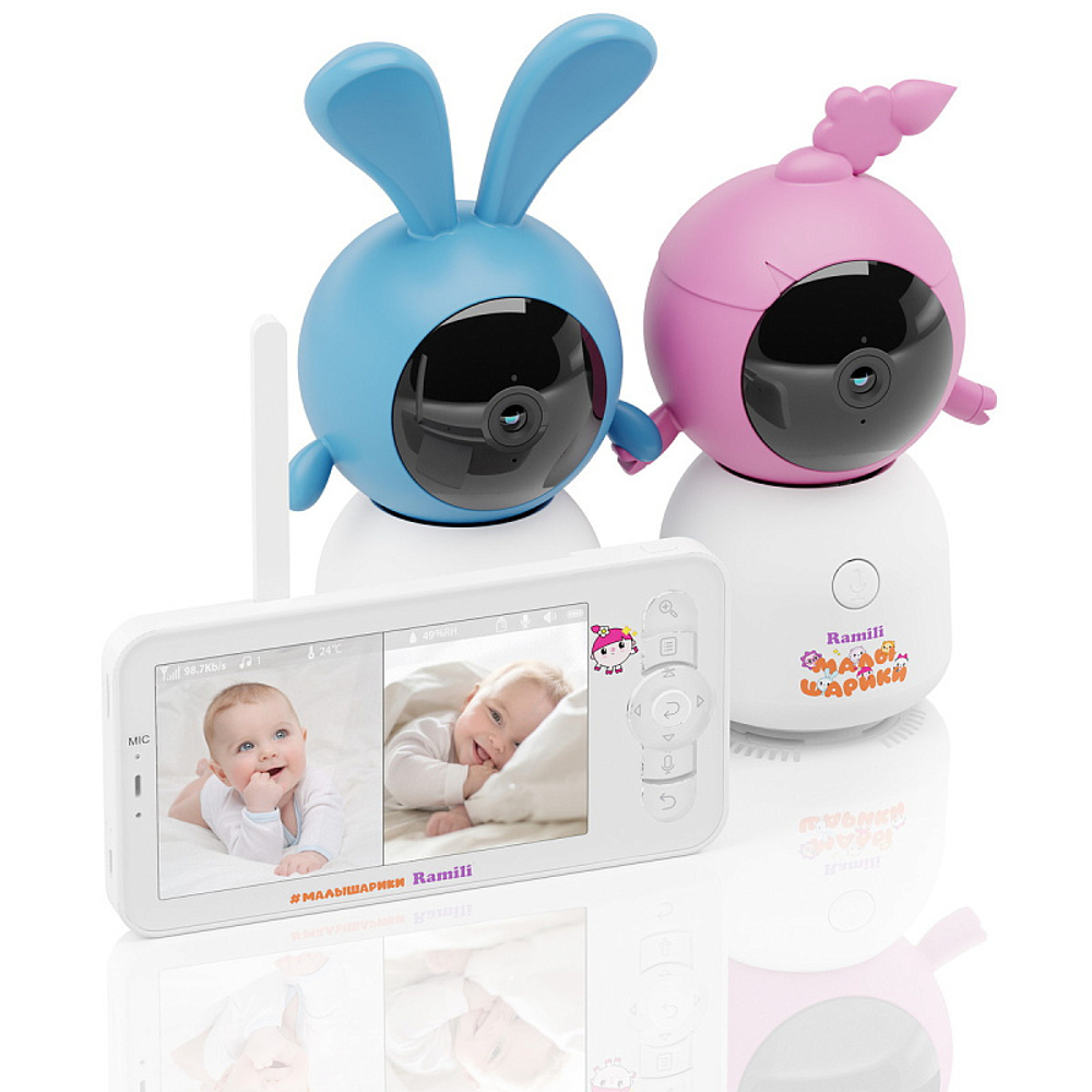 Видеоняня Ramili Baby RV100X2NUSHAKROSH Нюша и Крошик, Малышарики, с креплениями