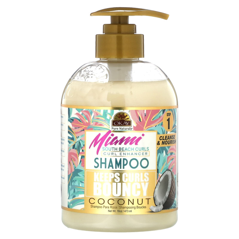 Okay Pure Naturals, Miami South Beach Curls, шампунь для улучшения локонов, кокос, 473 мл (16 унций)