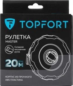 Рулетка строительная геодезическая TOPFORT измерительная, для ремонта, с автостопом, 20 м х 15 мм