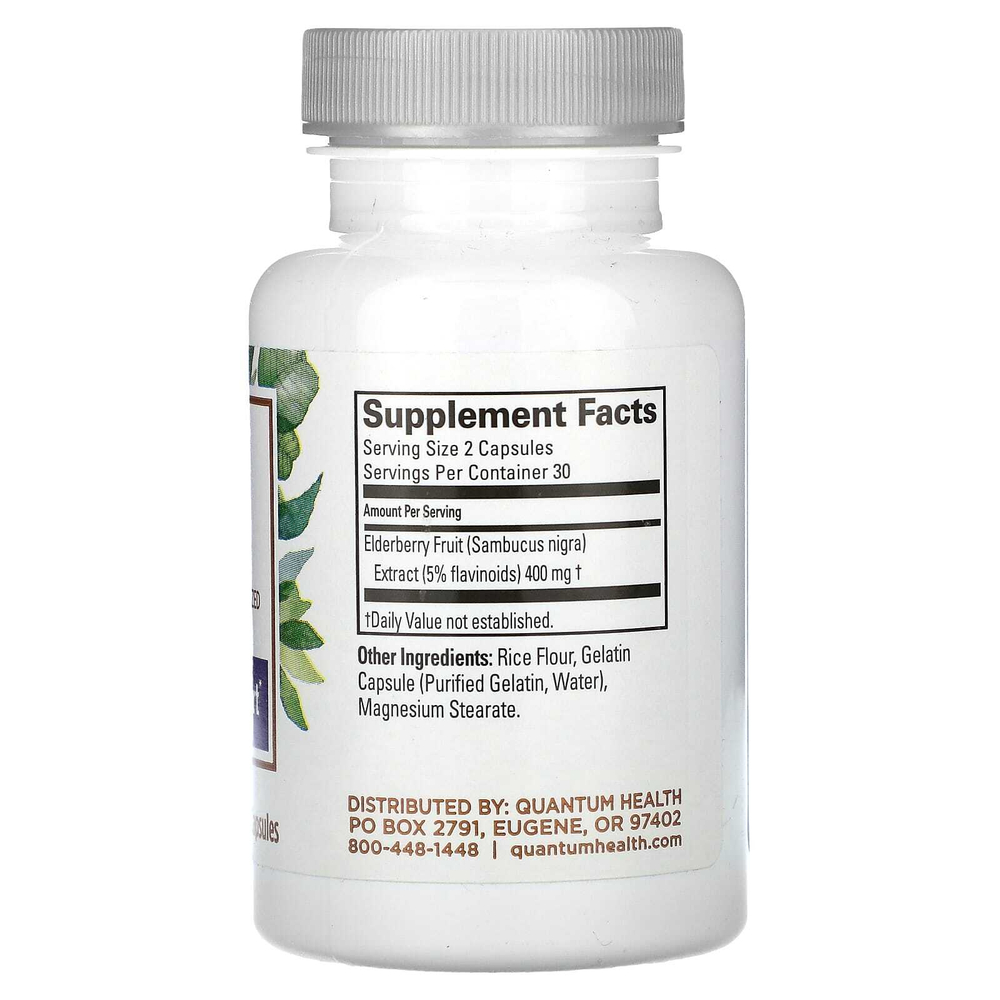 Quantum Health, Бузина, 60 капсул (200 мг в 1 капсуле)
