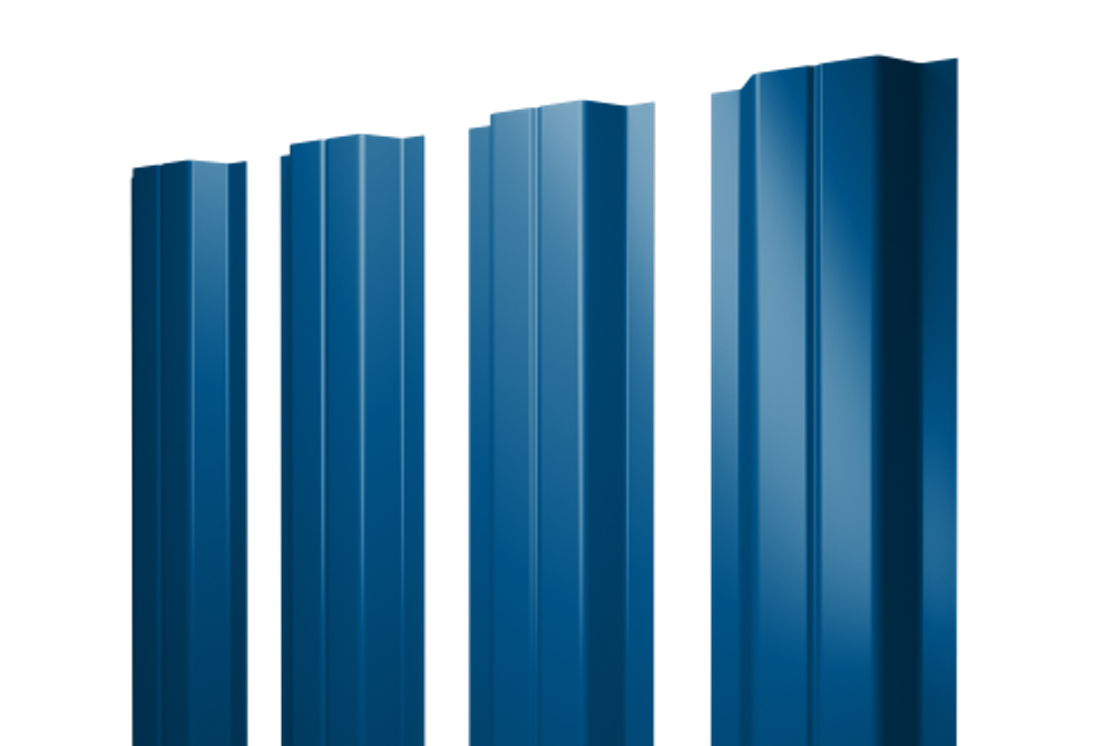 Штакетник П-образный A с прямым резом 0,5 Satin RAL 5005 сигнальный синий
