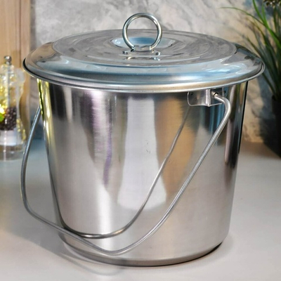 Ведро 7л нерж с крышкой, 20*25,5*25,5см