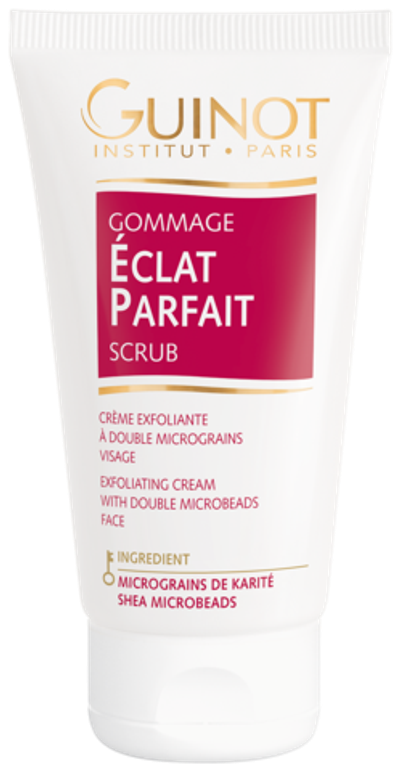 Gommage Eclat Parfait Скраб с мягкой кремовой текстурой и нежным ароматом, который предназначен для ухода за кожей любого типа, особенно для сухой кожи с недостатком липидов.