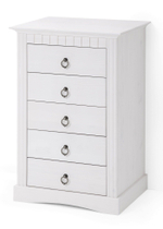Комод Неаполь из натурального дерева с 5-ю ящиками, белый