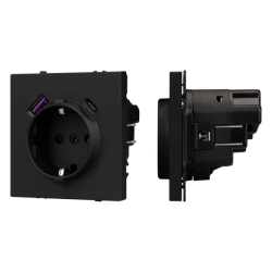 Механизм розетки с USB зарядкой SCT-NOBE-MUAC-SFPL-BK (230V, 16A) (Arlight, -) 054285