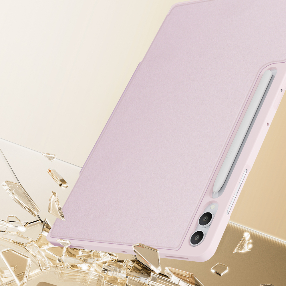 Складной чехол книжка розового цвета для Samsung Galaxy Tab S11 Ultra, S10 Ultra, S9 Ultra, серия Vers Series от Dux Ducis