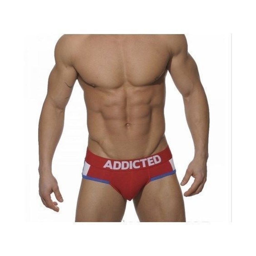 Мужские трусы брифы красные с белыми вставками по бокам Seobean Addicted