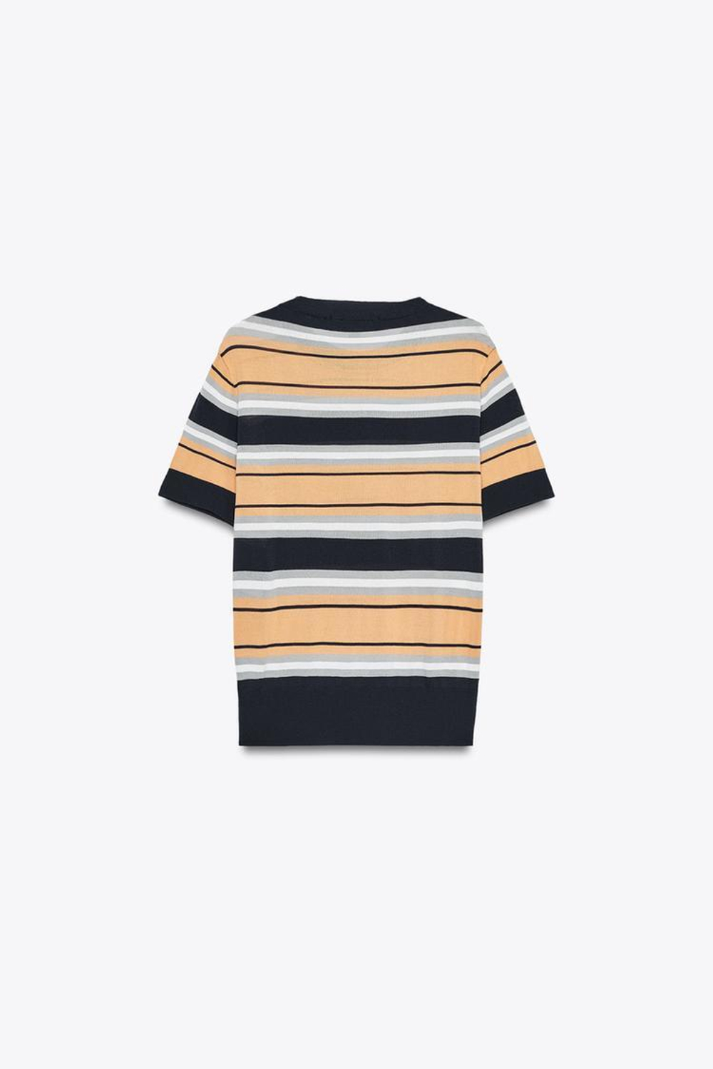 ZARA ТРИКОТАЖНАЯ ФУТБОЛКА В ПОЛОСКУ, ОРАНЖЕВЫЙ