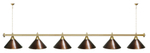 Лампа STARTBILLIARDS 6 пл. (плафоны зеленые,штанга золотая,фурнитура золото)