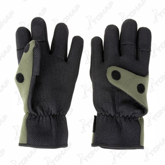 Перчатки Helios рыбацкие неопрен. на липучке Хаки р. M