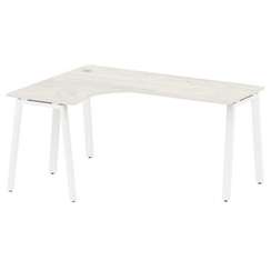 Metal System Стол криволинейный левый на А-образном м/к БА.СА-4 (L) Дуб Наварра/Металл Белый 1600*12