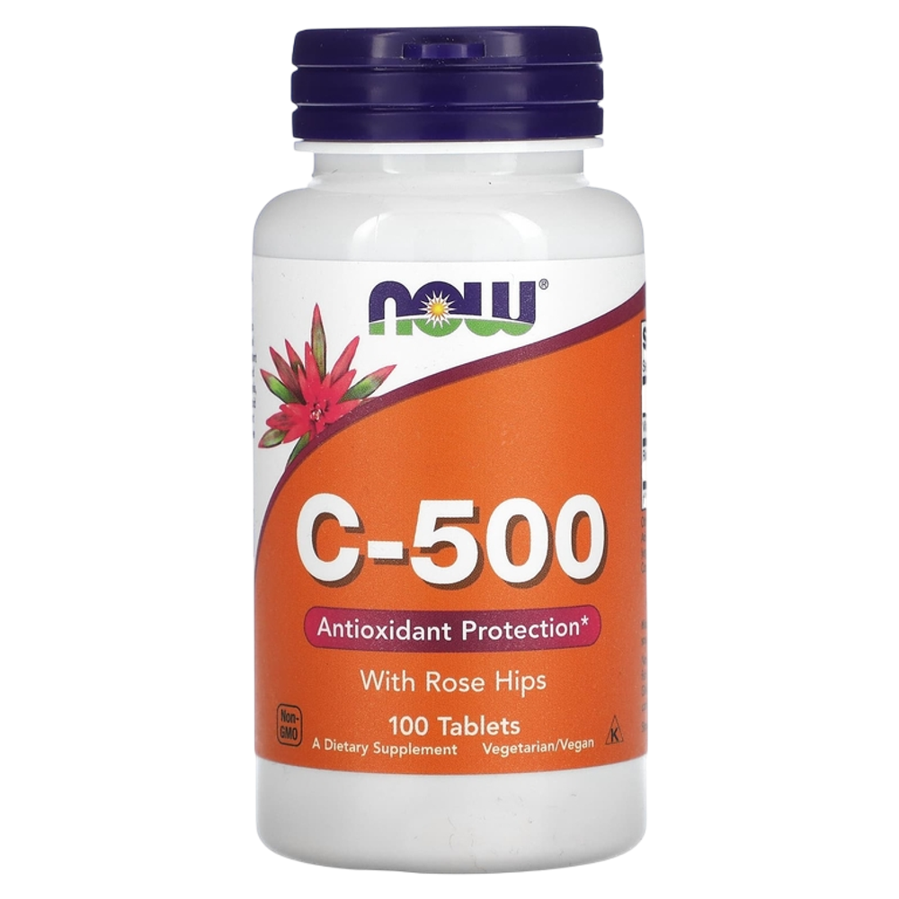 NOW Foods C-500 с Шиповником 100 таблеток, Витамин С