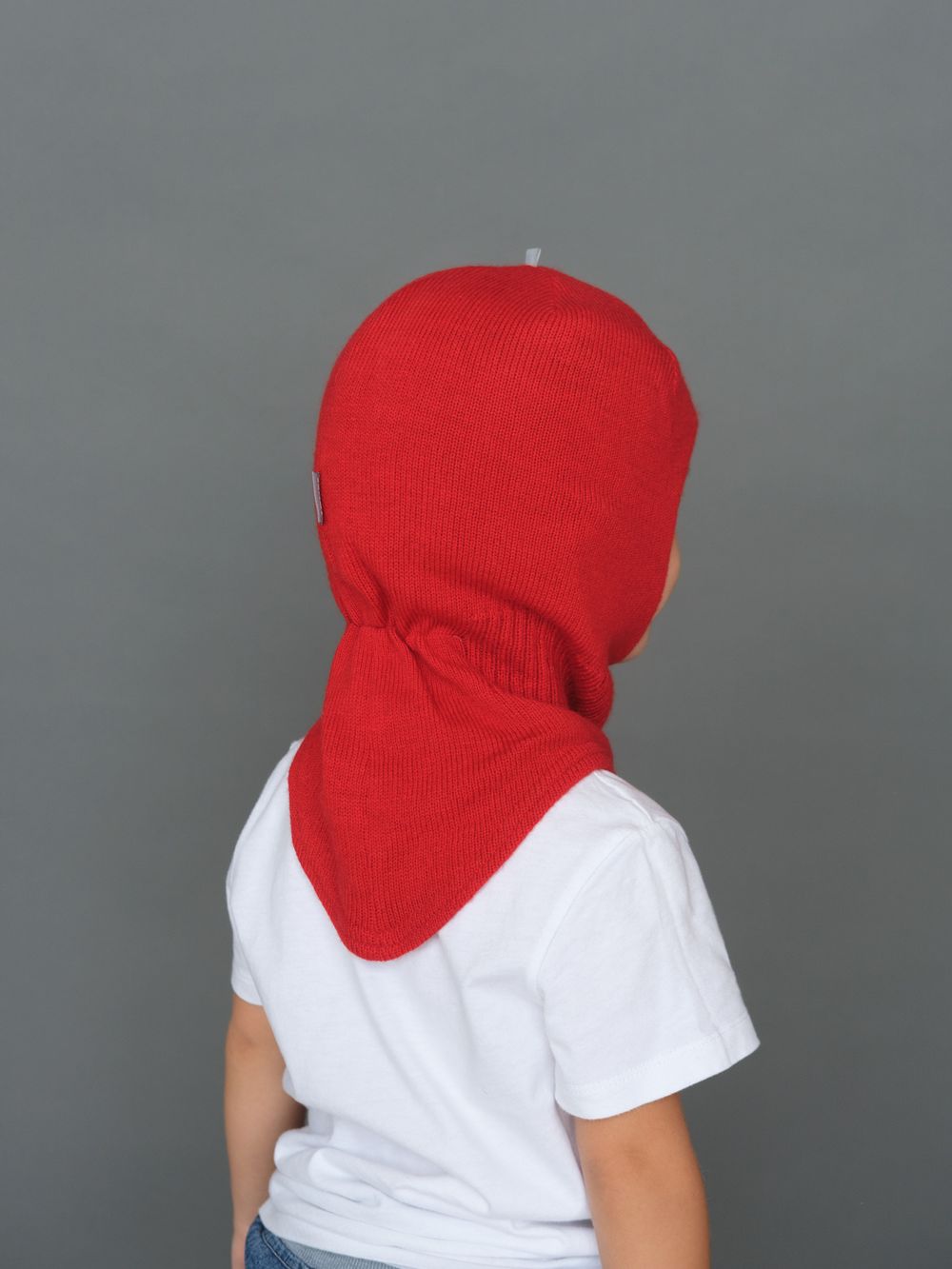 Шлем весенний/осенний вязаный (Красный) ЧИП