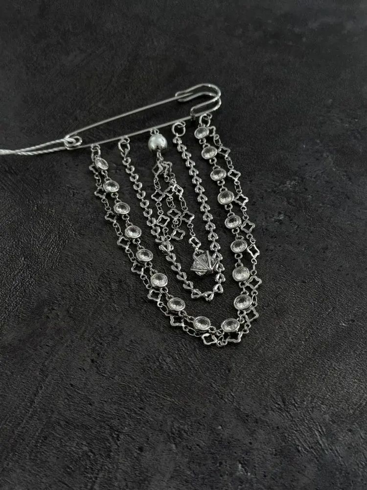 Брошь &quot;Фрея&quot; из прозрачных кристаллов Bezel с жемчужиной, оттенок серебро
