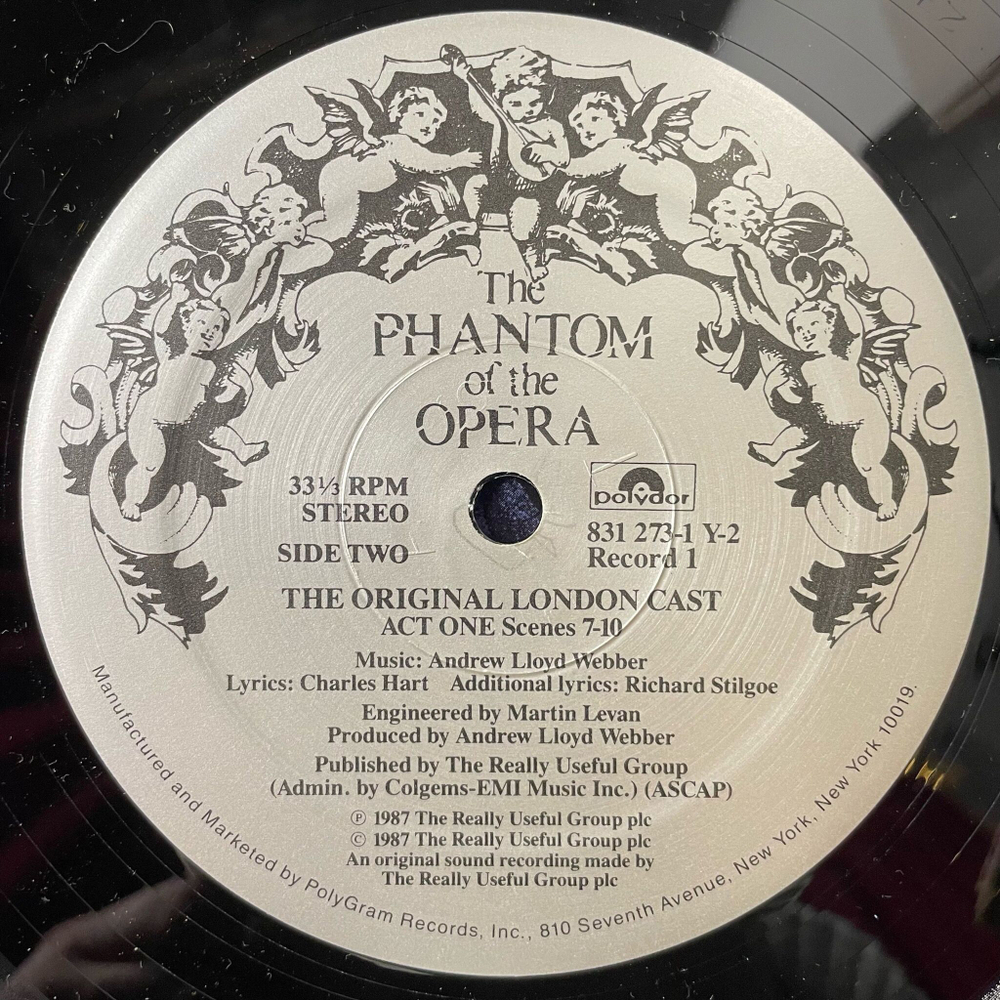 Винтажная виниловая пластинка LP Andrew Lloyd Webber The Phantom Of The Opera Призрак Оперы Мюзикл (USA 1987)