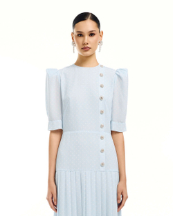 Платье Primavera (Примавера) на запах, голубое в белый горох