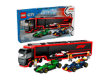 LEGO City 60445 — грузовик F1 с автомобилями RB20 и AMR24, паддок и пит-стоп