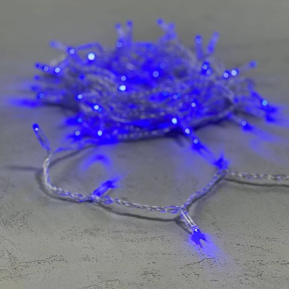 Светодиодная гирлянда с колпачком 100 синих LED ламп 10 м., 220-230 В., прозрачный провод ПВХ, IP65, LTC (PST100CAP-10-2B)