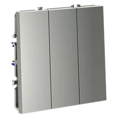 Выключатель встраиваемый VOLTUM S70 трехклавишный 10А, (сталь) vls030105