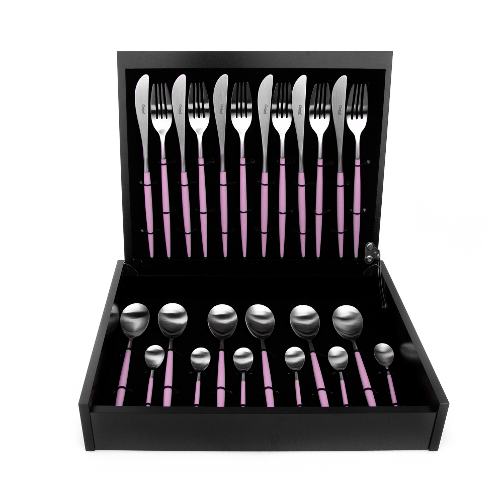 Набор столовых приборов на 6 персон 24 предмета Cutipol Mio matte pink в подарочной упаковке