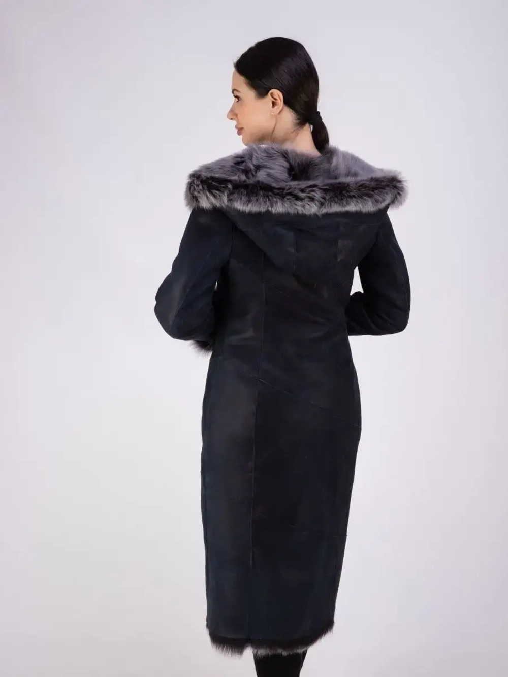 Дубленка натуральная с капюшоном длинная Турция