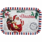 Поднос жестяной 34,5*23,5см «Дед Мороз открытка»